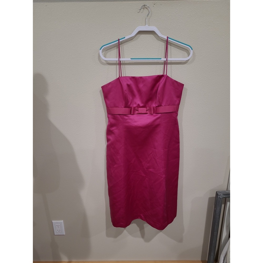 David's Bridal style 8585 Fuschia strappy Y2K style Satin Dress Women SZ 10 chic